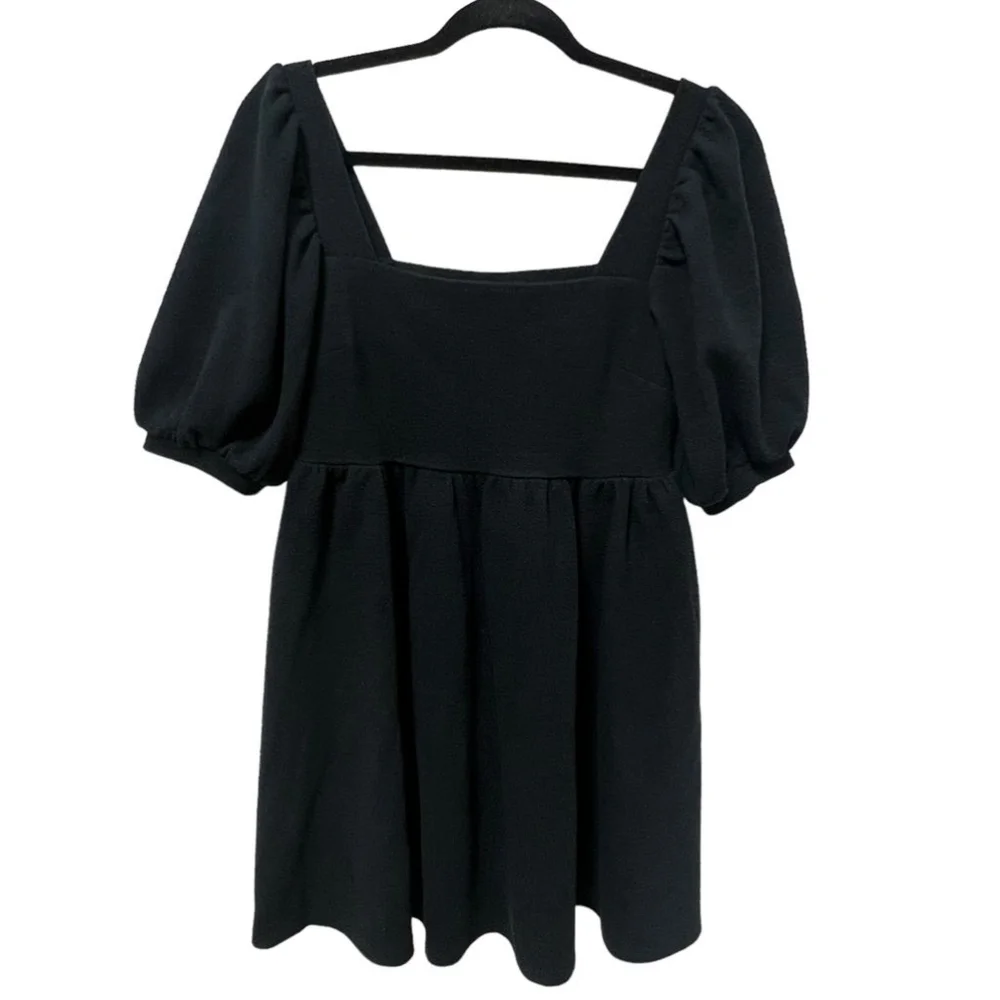Scoop Women's Black Puff Sleeve Square Neck Short Babydoll Y2K Dress Size XS 0-2 - Picture 9 of 12